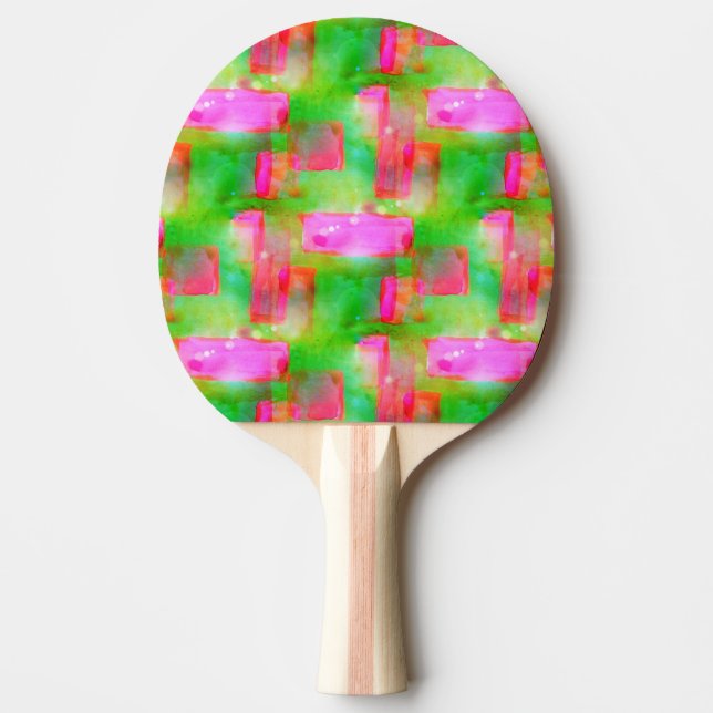 Gelb, rosa, abstrakt gestrichen, hell tischtennis schläger (Vorderseite)
