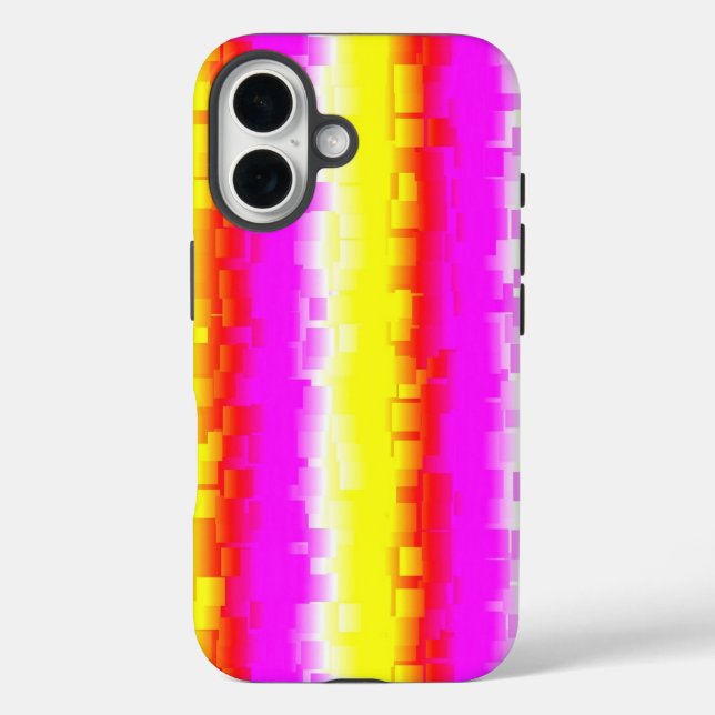 gelb-rosa abstraktes Regenbogenmuster iPhone 16 Hülle (Rückseite)