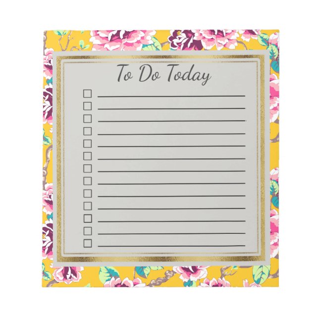Gelb rosa Blume Gold für Notepad Notizblock (Vorderseite)