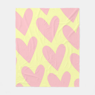 Gelb Rosa Cute Einfaches Herz Y2K Muster Fleecedecke