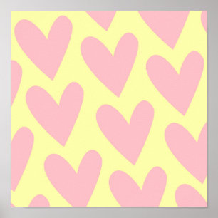 Gelb Rosa Cute Einfaches Herz Y2K Muster  Poster