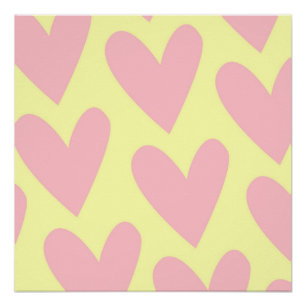 Gelb Rosa Cute Einfaches Herz Y2K Muster  Poster