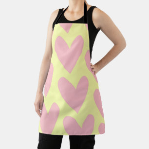 Gelb Rosa Cute Einfaches Herz Y2K-Muster Schürze