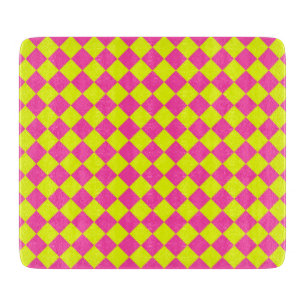 Gelb Rosa Diamant-Schachbrettmuster Schneidebrett