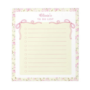 Gelb Rosa Florales Coquette-Schleife Benutzerdefin Notizblock