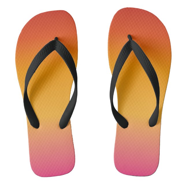 Gelb Rosa glänzend Sonnenuntergang farbig Flip Flops (Fußbett)