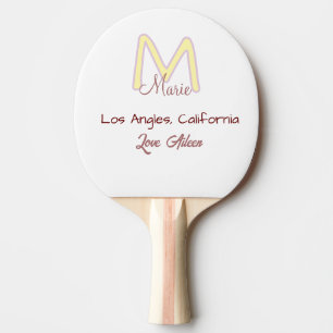 gelb rosa Monogramm Name Liebe Stadt marron trendy Tischtennis Schläger