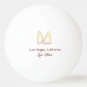 gelb rosa Monogramm Name Liebe Stadt marron trendy Tischtennisball