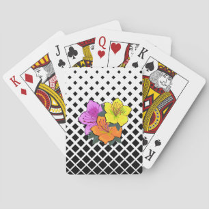 Gelb rosa orange Blume Schwarz-weiß Graphic Spielkarten