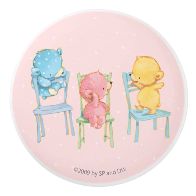 Gelb, rosa und Blau betrifft Stühle Keramikknauf (Vorderseite)