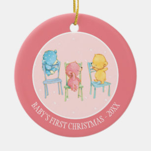 Gelb, rosa und Blau betrifft Stühle Keramikornament
