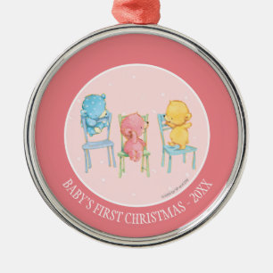 Gelb, rosa und Blau betrifft Stühle Silbernes Ornament