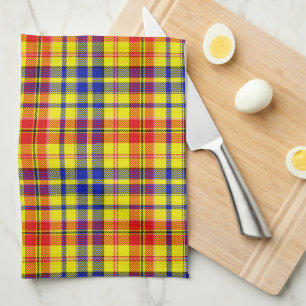 Gelb Rot Blau Kariertes Tartan Design Geschirrtuch