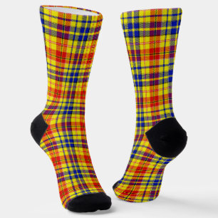 Gelb Rot Blau Kariertes Tartan Design Socken