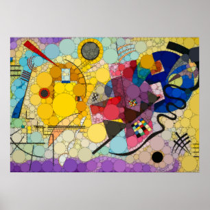 Gelb, rot, blau, unendlich Punkte - nach Kandinsky Poster