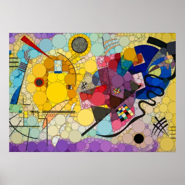 Gelb, rot, blau, unendlich Punkte - nach Kandinsky Poster (Vorne)
