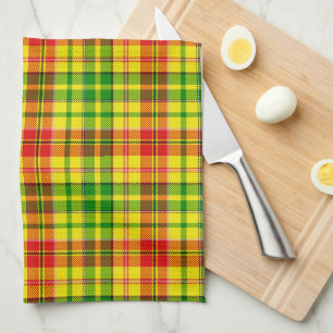 Gelb Rot Grün Kariertes Tartan-Design Geschirrtuch