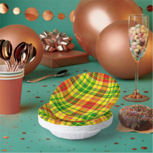 Gelb Rot Grün Kariertes Tartan Design  Pappteller