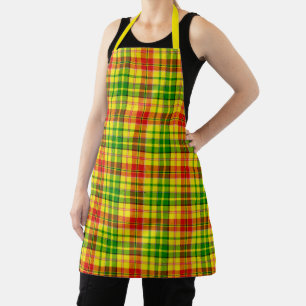 Gelb Rot Grün Kariertes Tartan Design Schürze