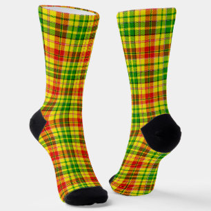 Gelb Rot Grün Kariertes Tartan Design Socken