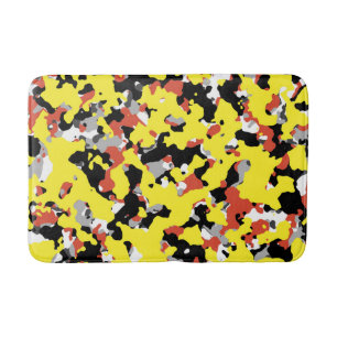 Gelb Rot Schwarz Grau Tarnung Camo Muster Badematte