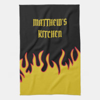 Gelb, Rot und Schwarze Flammen Personalisiert