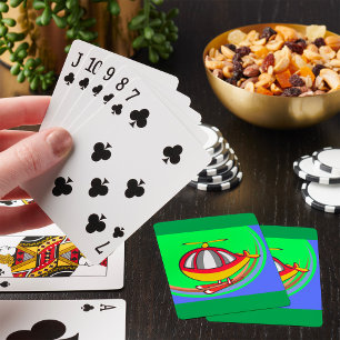 Gelb-roter Hubschrauber Spielkarten