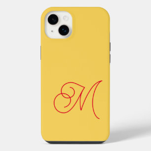 Gelb rotes monogrammiertes klassisches Skript schl iPhone 14 Plus Hülle
