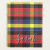 Gelb-rotes Schottenkaro-Monogramm-Name