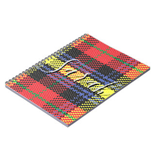 Gelb-rotes Tartan-Karo-Monogramm-Name Notizblock