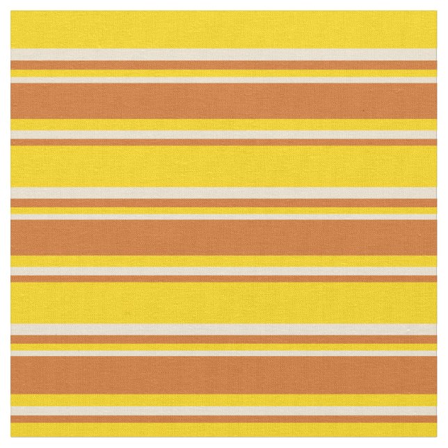 Gelb, Schokolade und Beige Muster Stoff (Nahaufnahme)