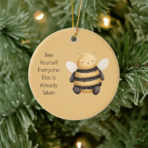 Gelb Schwarz Biene Selbst Weihnachten Keramik Ornament