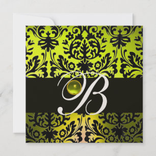 GELB SCHWARZ DAMAST MONOGRAMM TOPAS GOLD EINLADUNG