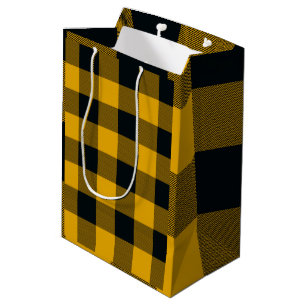Gelb-schwarz karierte Buffalo-Plaid-Quadrate Mittlere Geschenktüte
