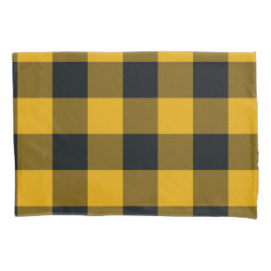 Gelb-schwarz karierte Quadrate Buffalo Plaid Kissenbezug