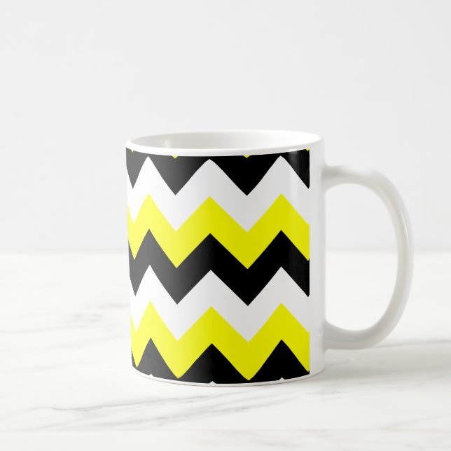 Gelb schwarz und weiß Zigzag Kaffeetasse (Rechts)