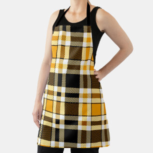 Gelb Schwarz Weiß Flanell Karomuster Design  Schürze