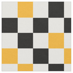 Gelb Schwarz Weiß Karomuster Design Stoff