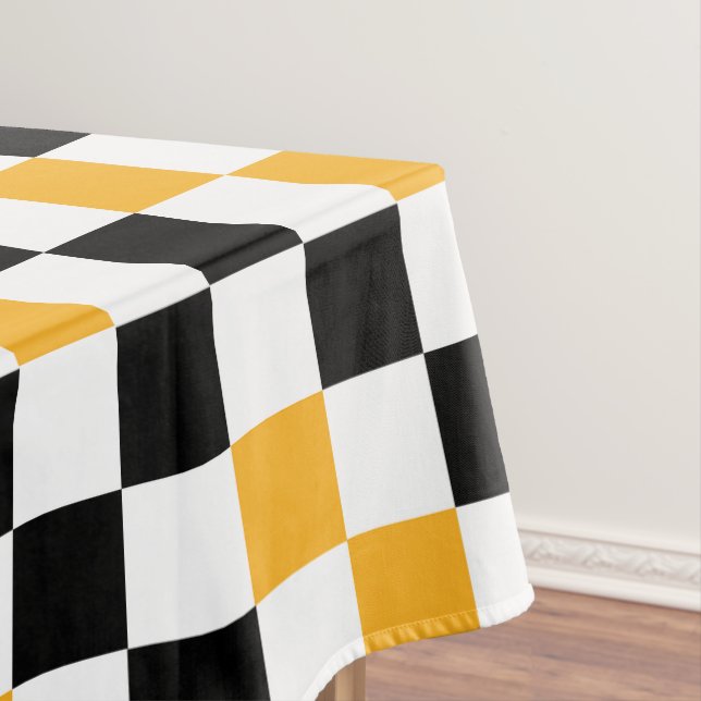Gelb Schwarz Weiß Karomuster Design  Tischdecke (Beispiel)