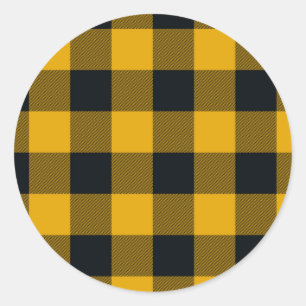 Gelb-schwarze karierte Quadrate Buffalo Plaid Runder Aufkleber