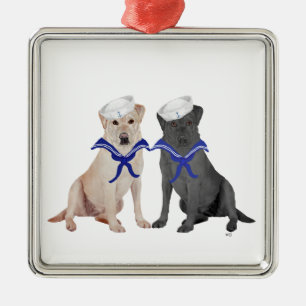 Gelb & schwarze Labrador Retriever Ornament Aus Metall