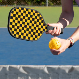 Gelb-schwarzer Karodruck Pickleball Schläger