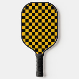 Gelb-schwarzer Karodruck Pickleball Schläger