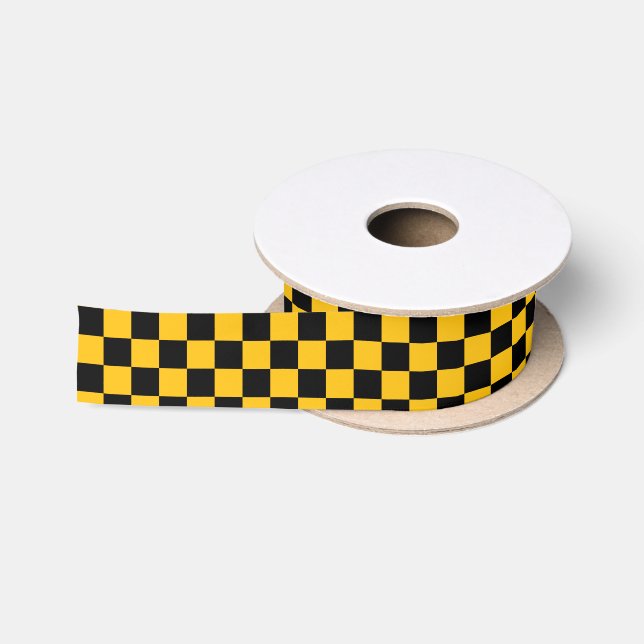 Gelb-schwarzer Scheckendruck Satinband (Spule)