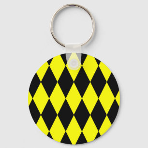 Gelb Schwarzes Harlekin-Diamantenkontrollmuster-De Schlüsselanhänger
