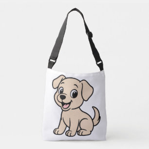 Gelb sitzender Labrador Retriever Cartoon Tragetaschen Mit Langen Trägern