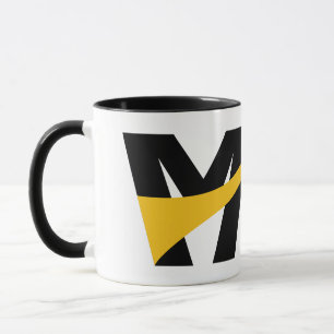 Gelb stilisierte fette geometrische Letter M Foto Tasse