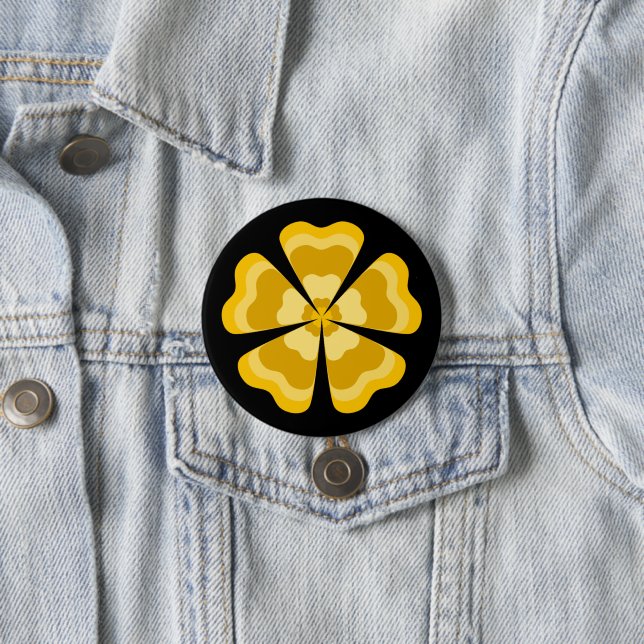Gelb stilisierte Retro-Blume  Button (Beispiel)