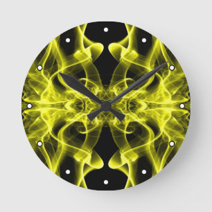 Gelb symmetrisch minimalistisches Schwarz Runde Wanduhr