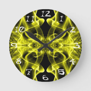 Gelb symmetrisch minimalistisches Schwarz Runde Wanduhr